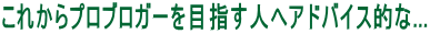 これからプロブロガーを目指す人へアドバイス的な...